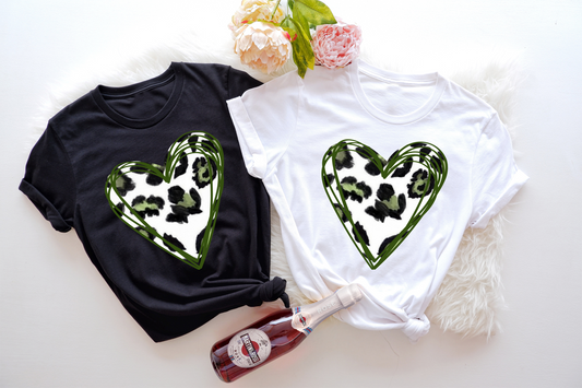 Celebrate love and embrace your wild side with this unique leopard print tee.