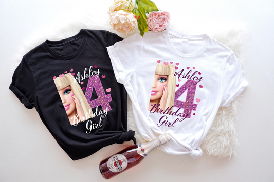 Celebrate your little girl's birthday with this adorable "Birthday Party" or "Doll Silhouette" tee.