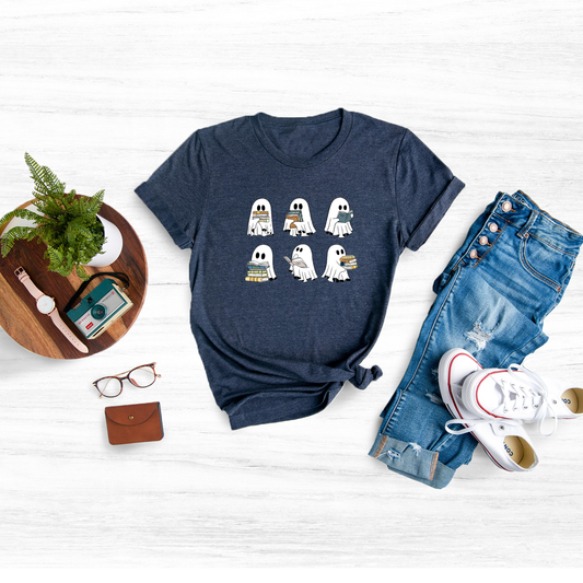 Unleash your inner bookworm with this charming "Bookish Halloween" t-shirt.