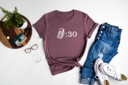 Celebrate the end of the workday with this classic "Beer Thirty" men's t-shirt.