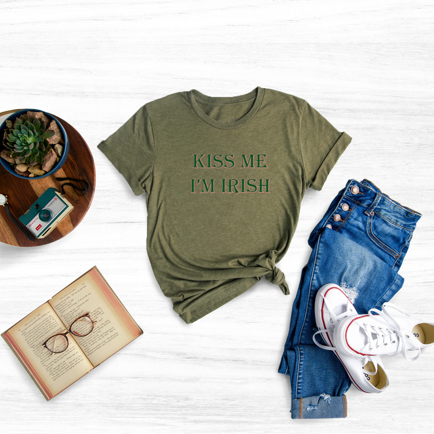Get ready for some St. Patrick's Day kisses with this fun "Kiss Me I'm Irish" t-shirt.