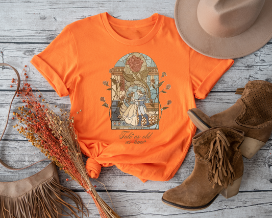 Comfort Colors Tee Vintage Tale as Old as Time Shirt, Retro Beauty and the Beast T-Shirt, Disney Princess Shirt, Belle Beauty Princess Tees