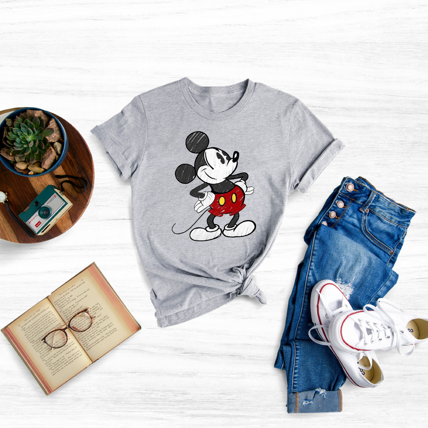 Cute Disney Mickey Mouse Pose Classic Sketch Shirt, Magic Kingdom Holiday Unisex T-shirt Family Birthday Gift Adult Kid Toddler T-shirt