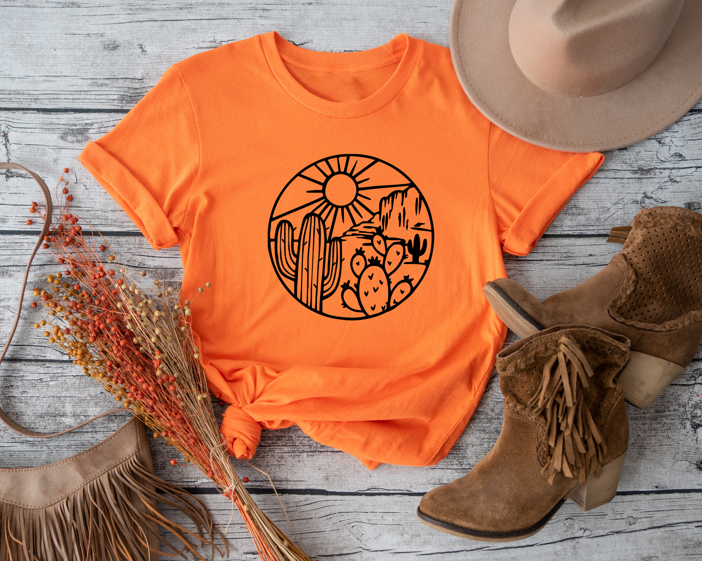 Desert Shirt, Cactus Plants Shirt, Arizona Shirt, Cactus Scene Shirt, Women Shirt, Cactus Shirt, Adventure Shirt, Nature tshirt, Sunset tee