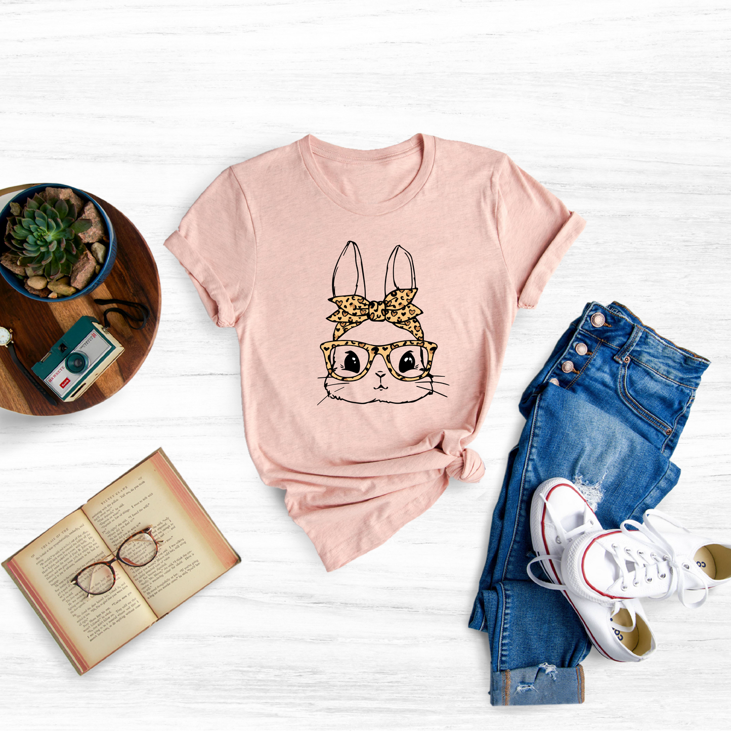 Bunny with Leopard Glasses Shirt