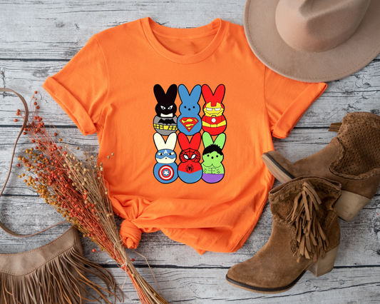 Easter Peeps Superheroes Shirt, Superheroes Lover Gift, Easter Bunny Ears Crewneck, Cool Easter Gifts , Movie Characters Easter Shirt,