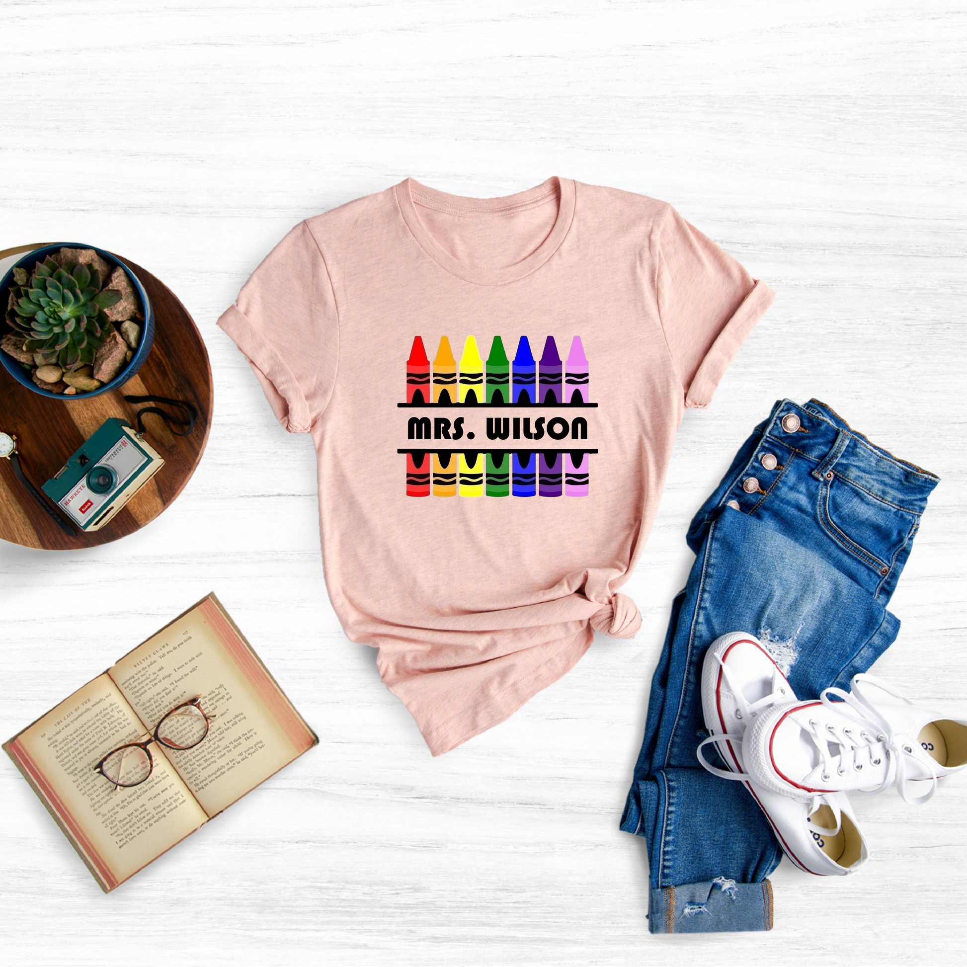 Show your appreciation for the amazing teachers in your life with our personalized "Custom Name Teacher Shirt."
