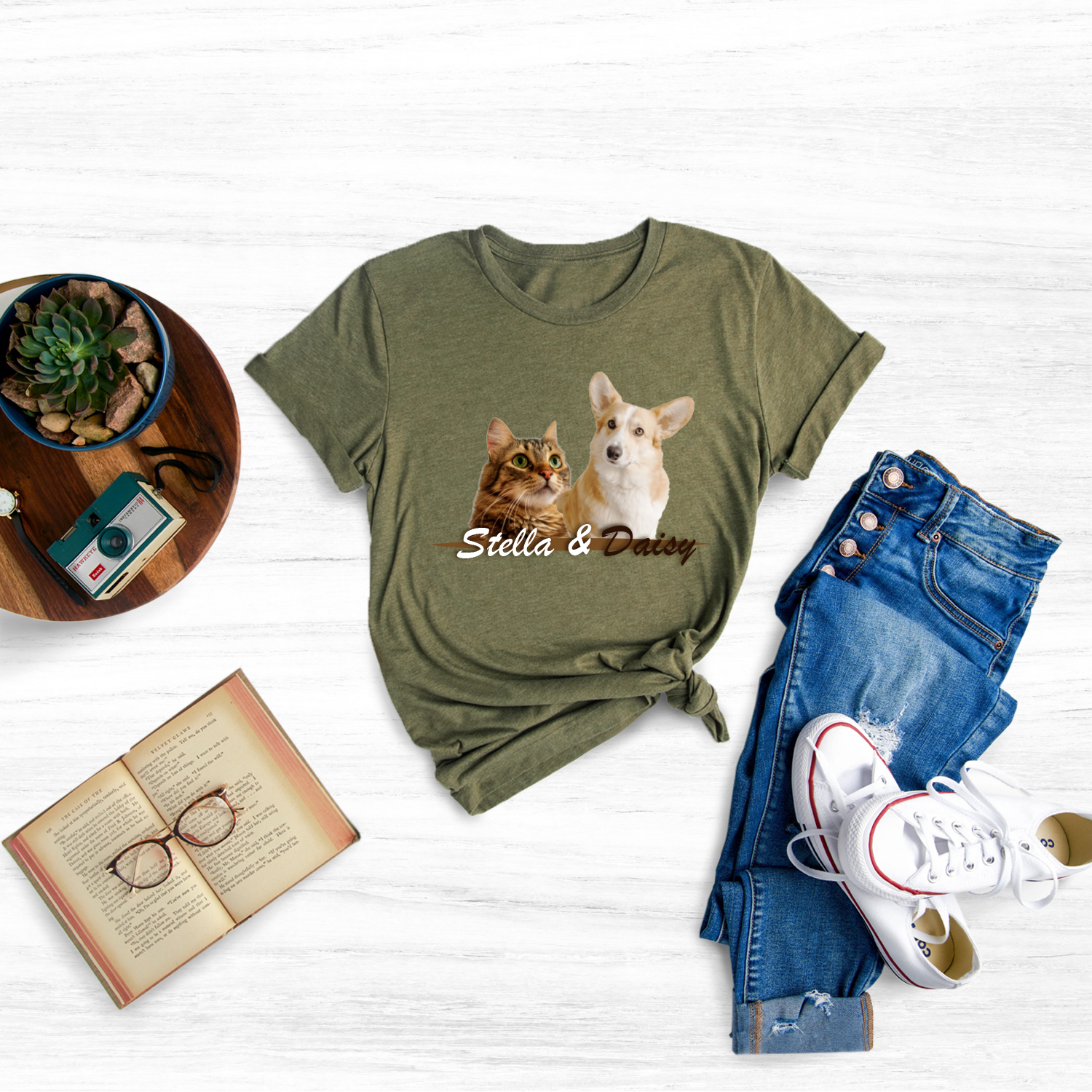 Create a unique dog shirt featuring your dog's name, photo, or special message.
