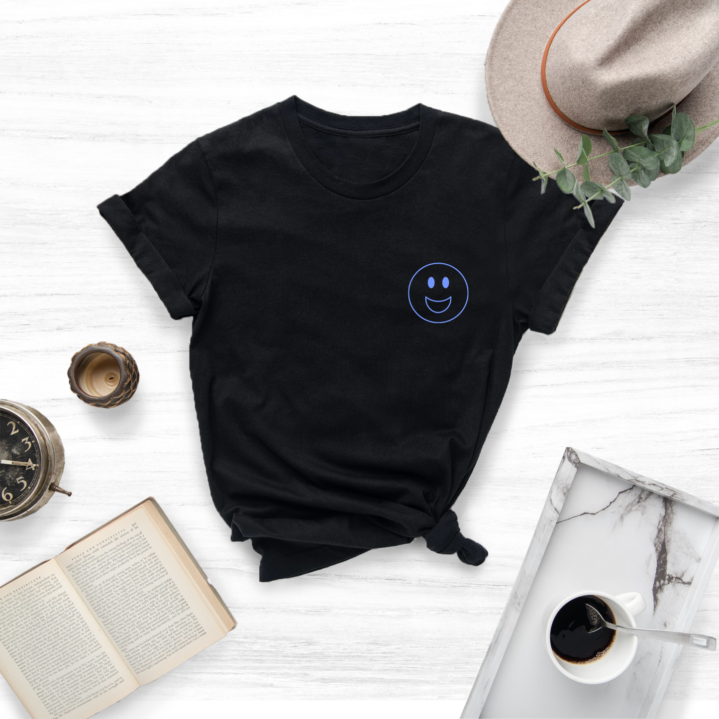 Embrace a happy state of mind with this unique and eye-catching "Happy Face" t-shirt.