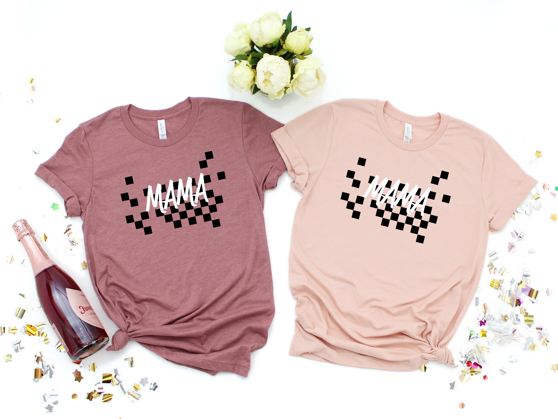 Stylish t-shirt: 'Checkered Mama' - a fun and fashionable design for moms.