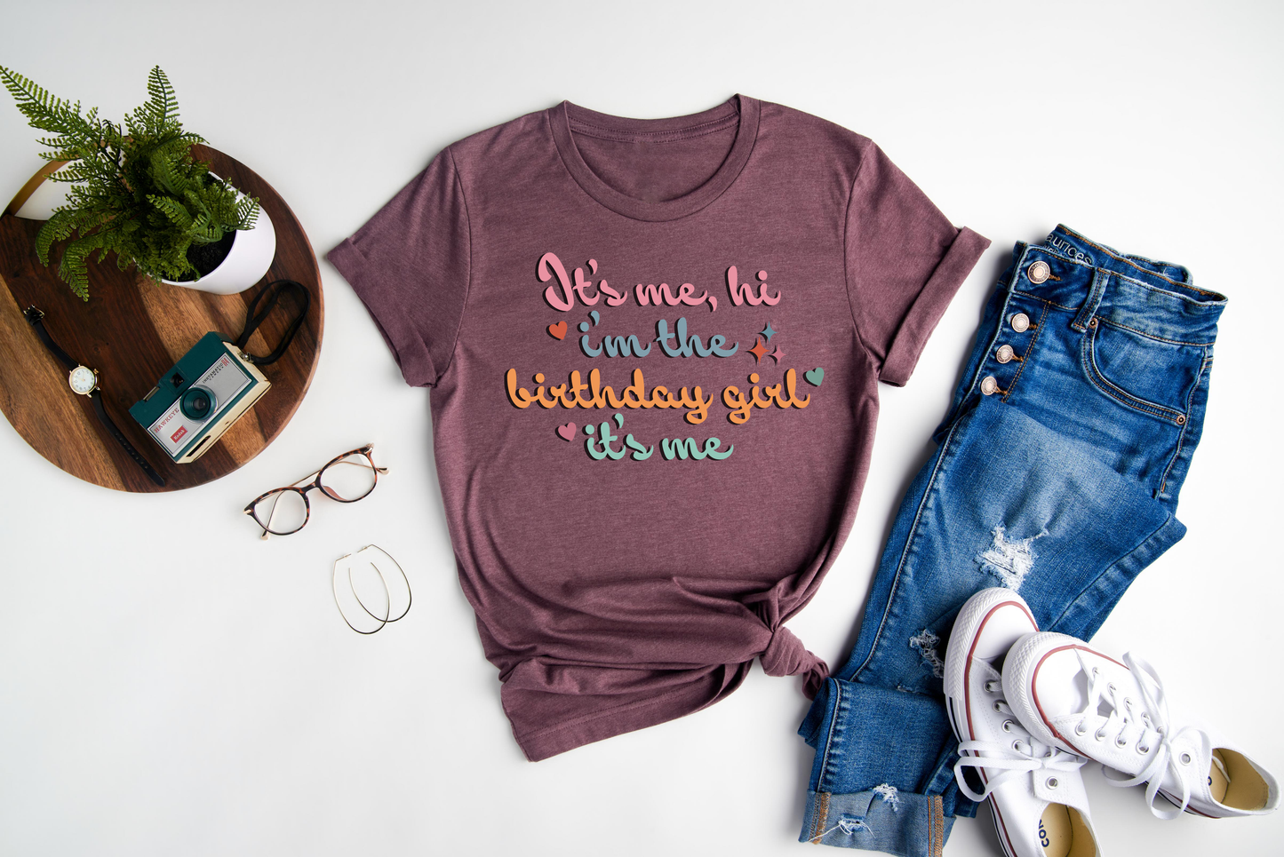 Mark your birthday milestone with this unique and eye-catching "It's Me Hi I'm The Birthday Girl" shirt.