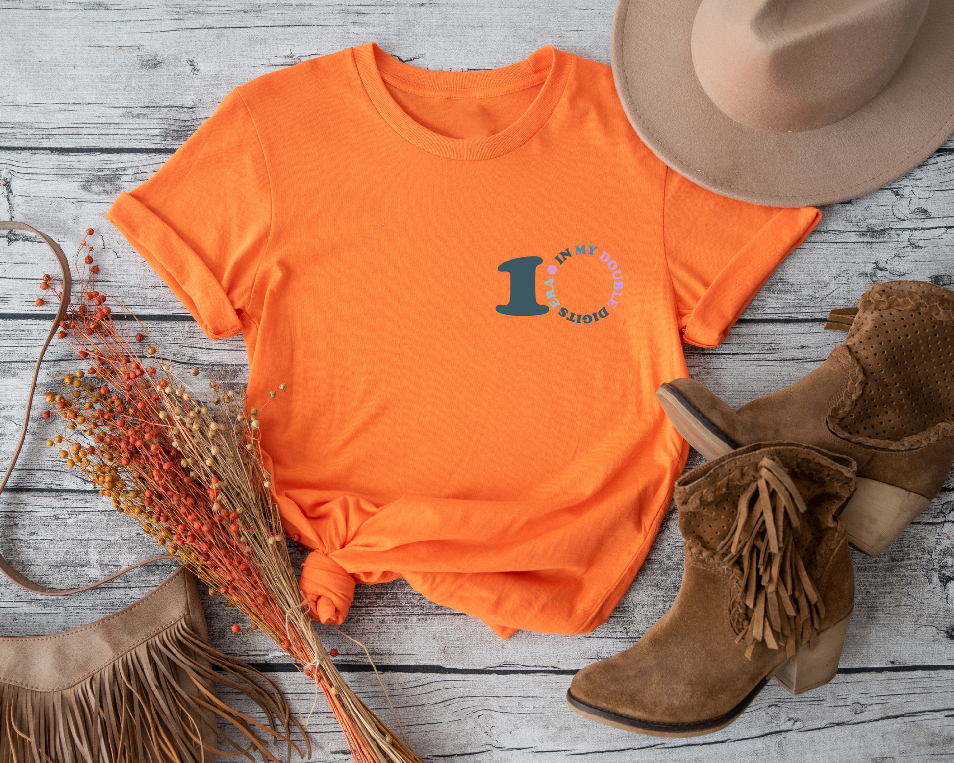 Mark your special milestone with this unique and eye-catching "In My Double Digits" shirt